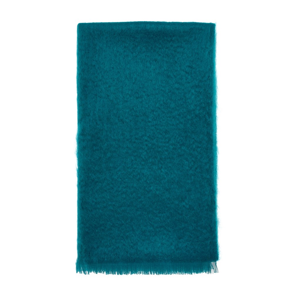 Moseley Mohair Plain Throw by LuxeTapi in Teal Blue